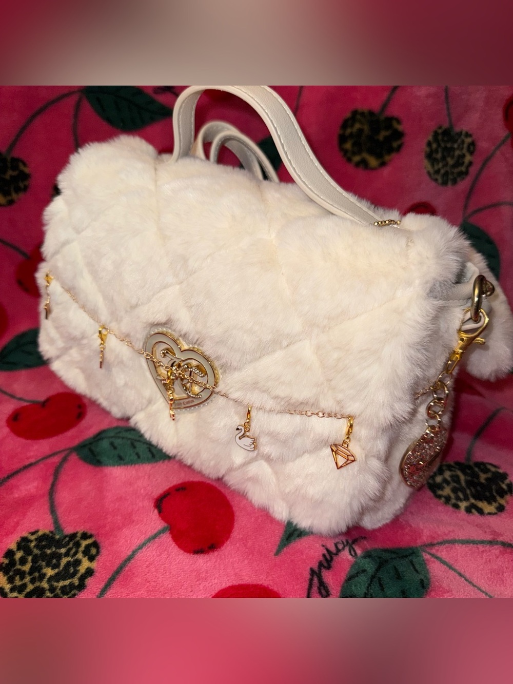 NWT Juicy Couture Angel Lets Get Cozy Crossbody Bag W Free Custom Chain Charms